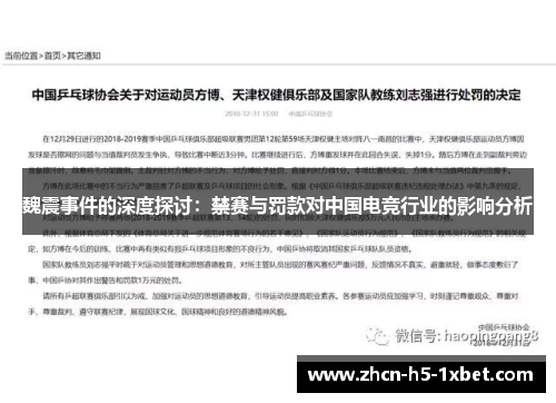 魏震事件的深度探讨:禁赛与罚款对中国电竞行业的影响分析 魏震事件的深度探讨:禁赛与罚款对中国电竞行业的影响分析